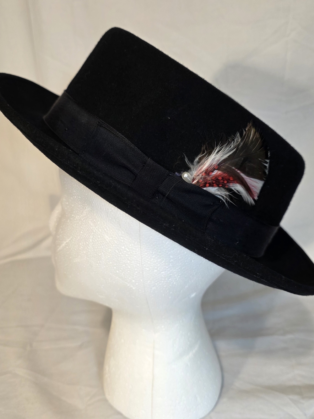 Vtg Capas Pork Pie Hat Mens Black Wool Preakness Belmont 7⅜" Classic Couture